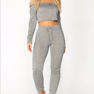 Fashion Nova Lounge two piece set gray